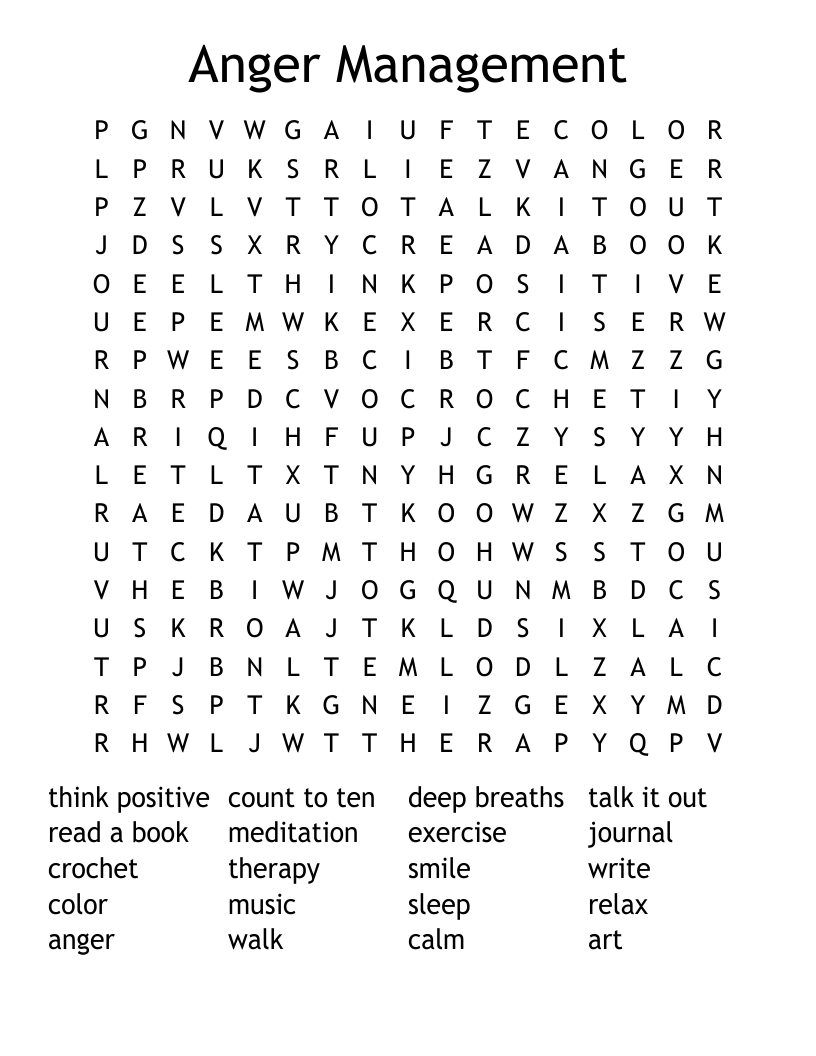 Anger Management Word Search