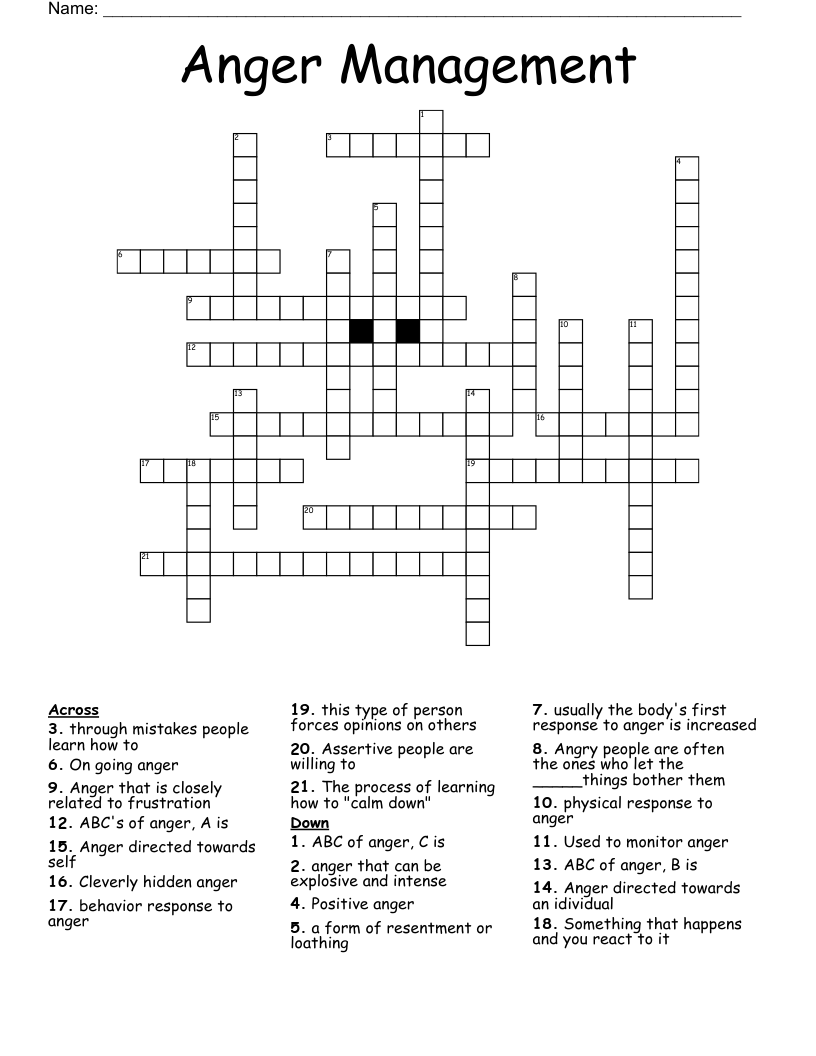 Anger Management Crossword