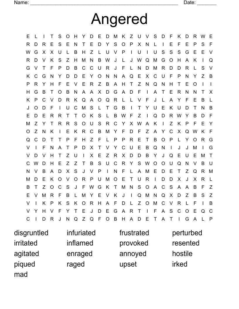 Angered Word Search