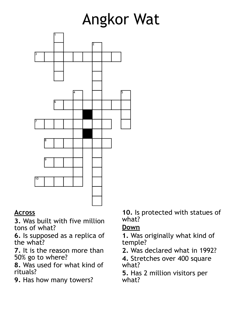 Angkor Wat Crossword