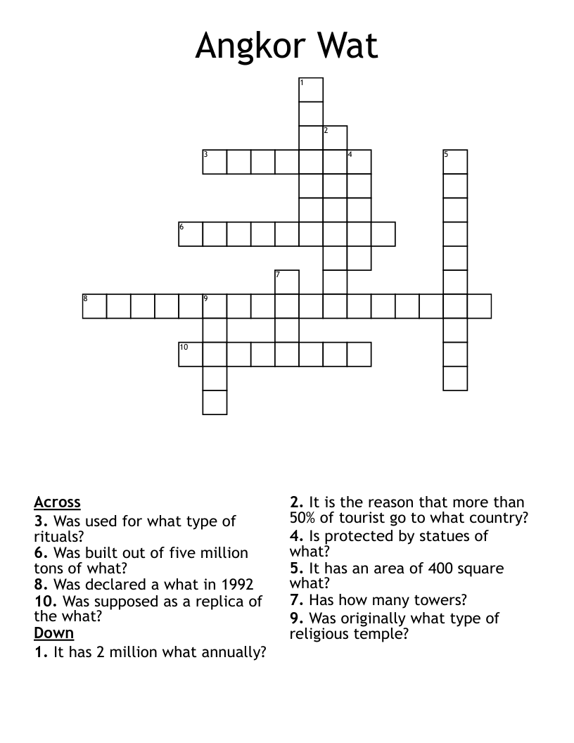Angkor Wat Crossword