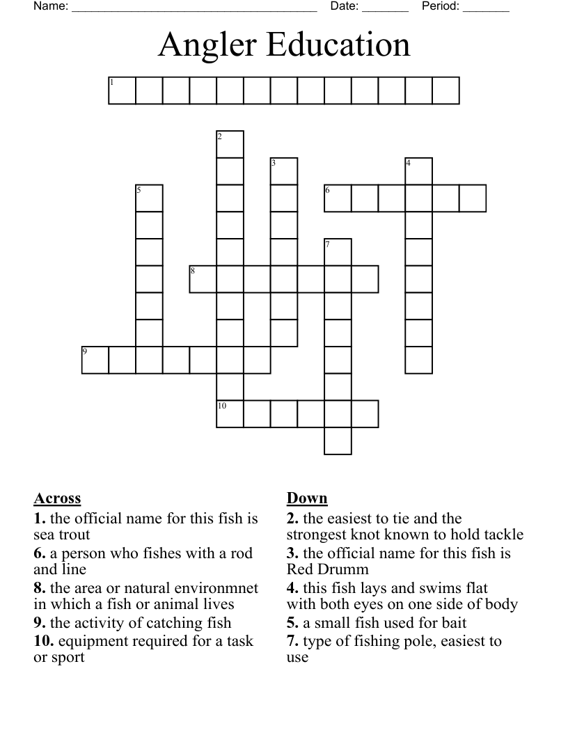 Angler Education Crossword