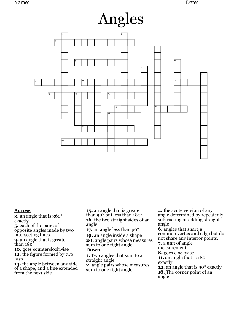 Angles Crossword