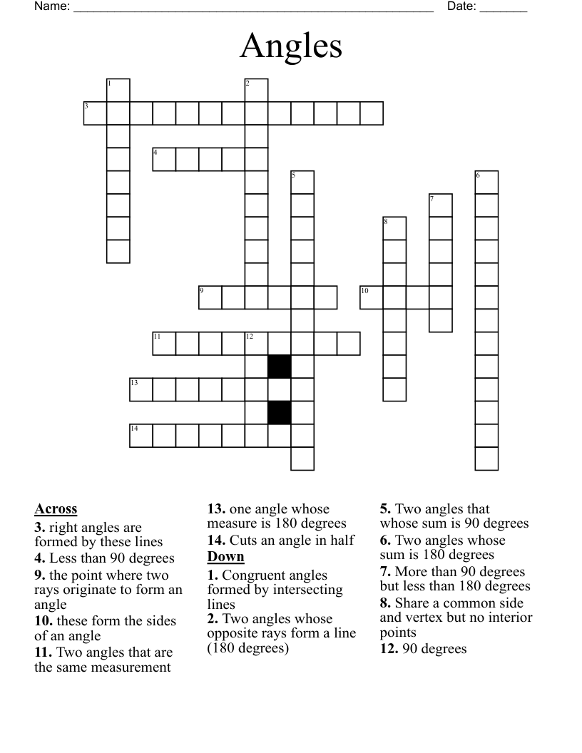Angles Crossword