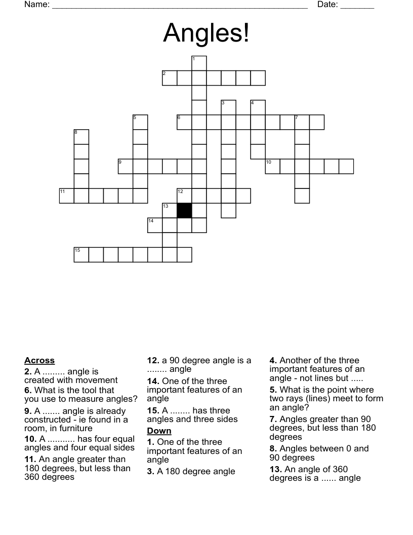 Angles! Crossword