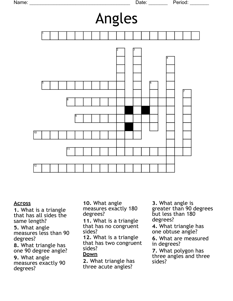 Angles Crossword
