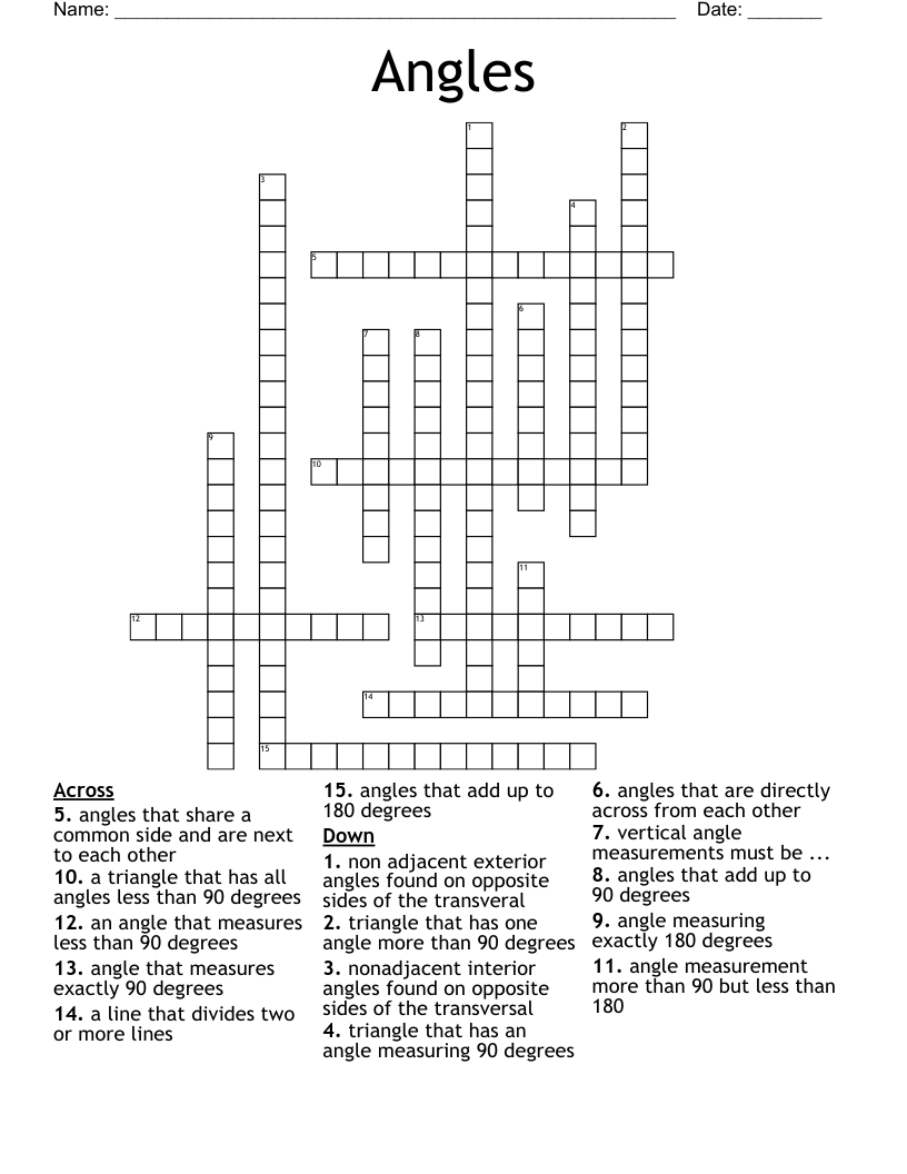Angles Crossword
