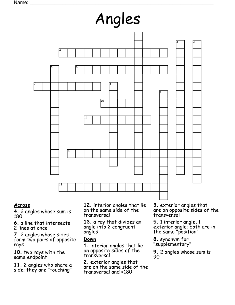 Angles Crossword
