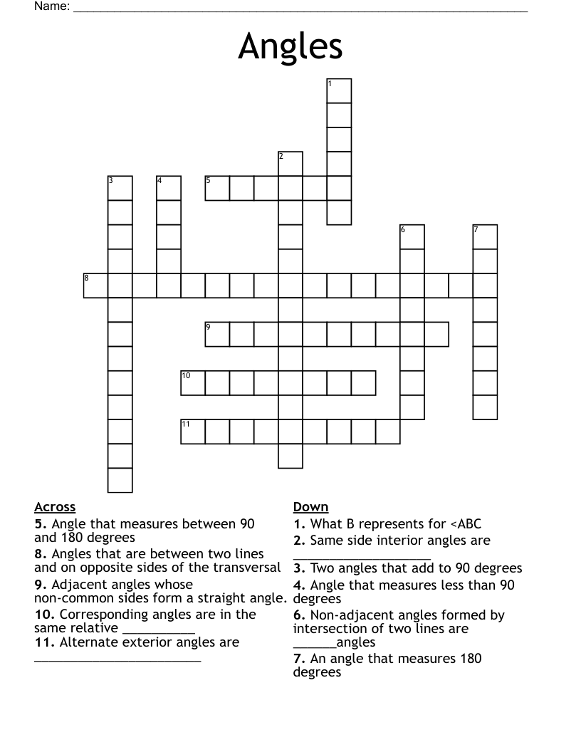 Angles Crossword