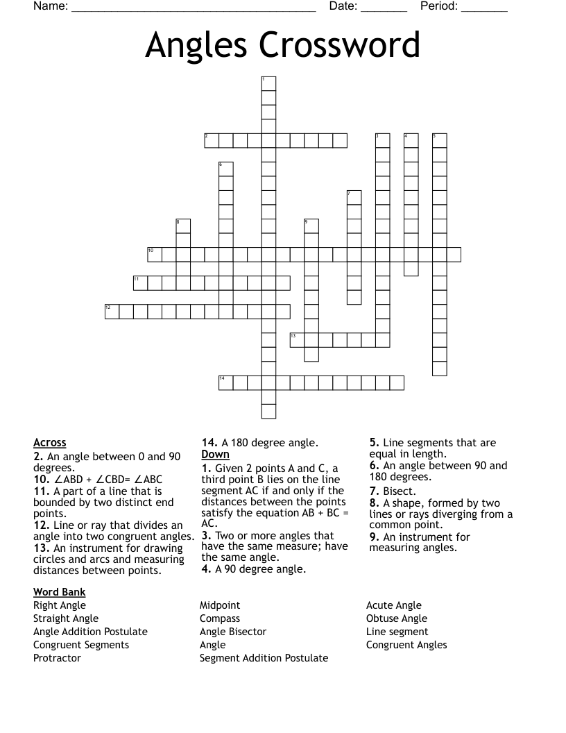 Angles Crossword