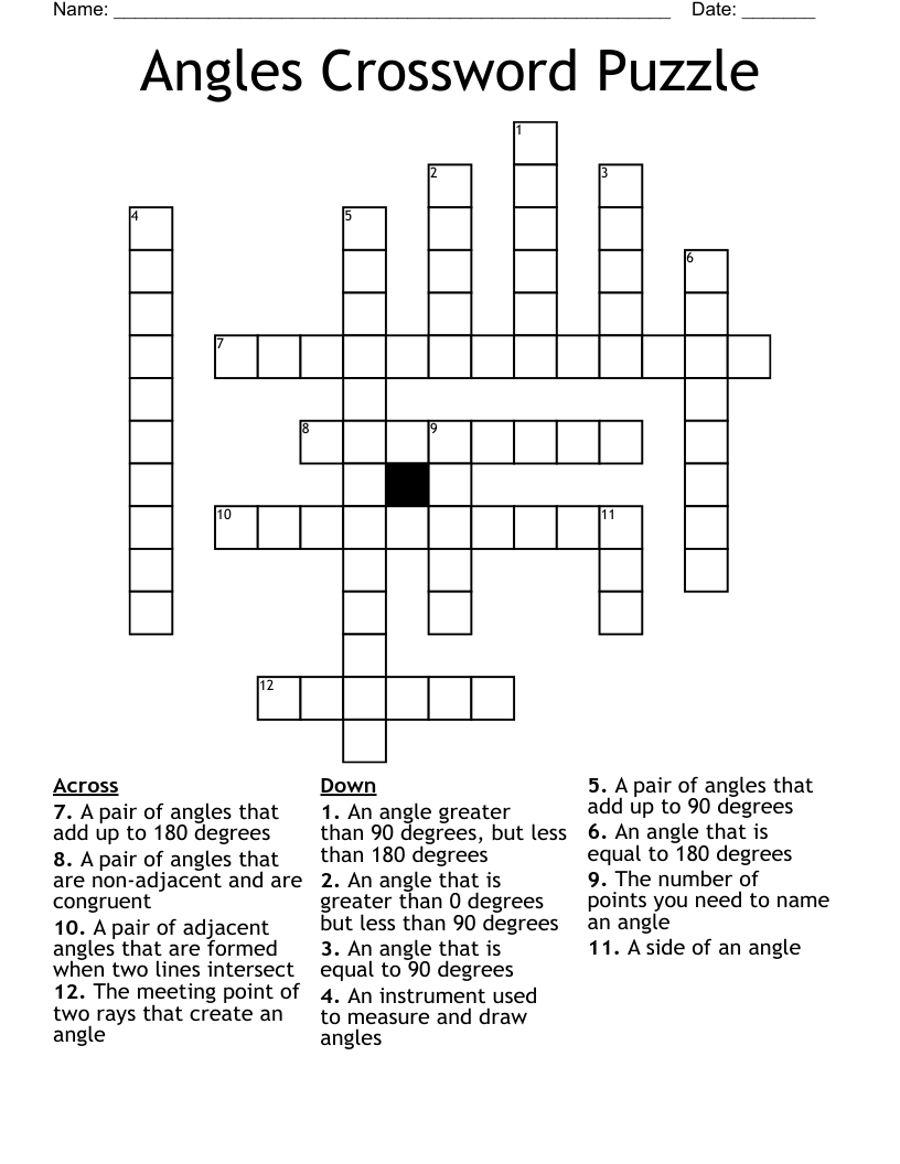 Angles Crossword Puzzle