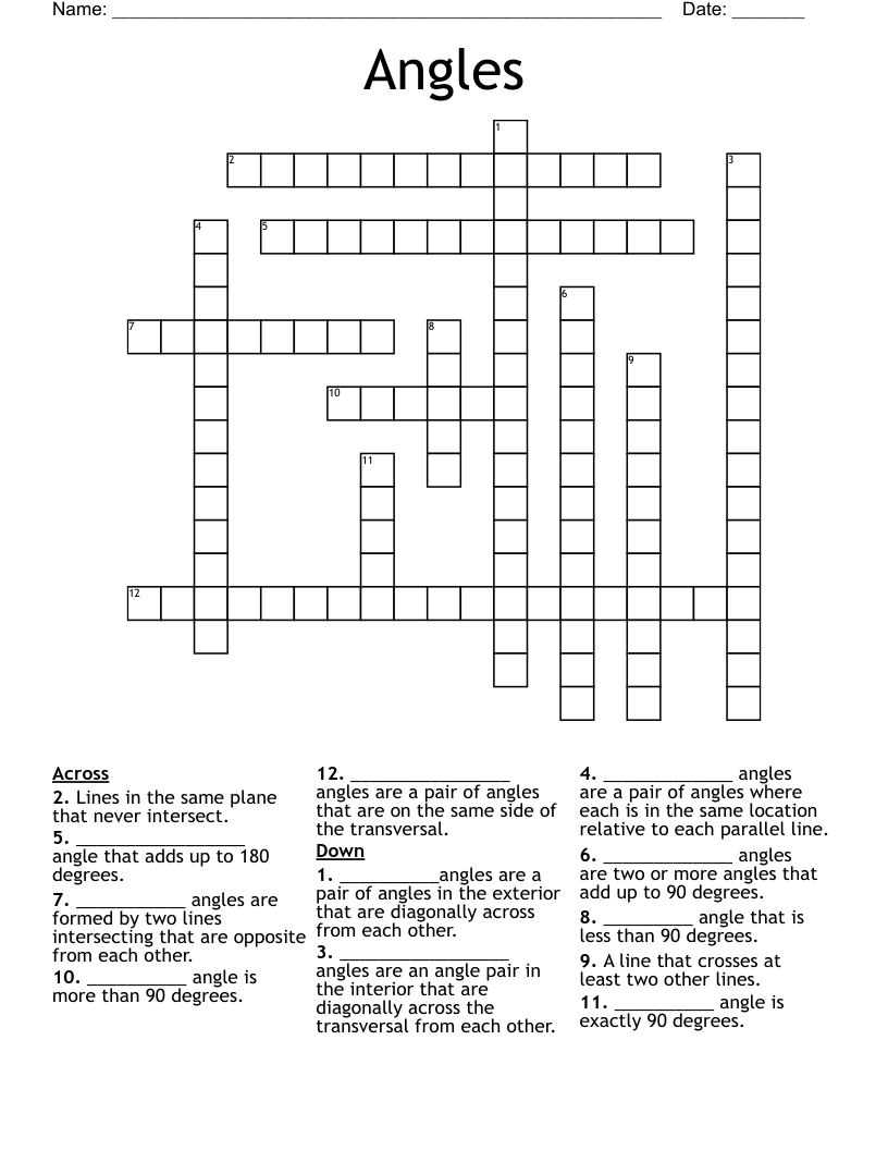 Angles  Crossword