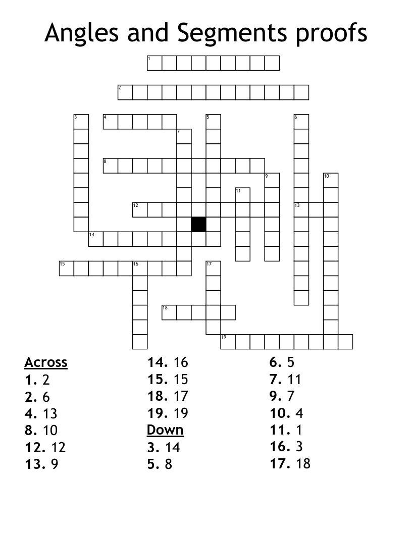 Angles and Segments proofs Crossword