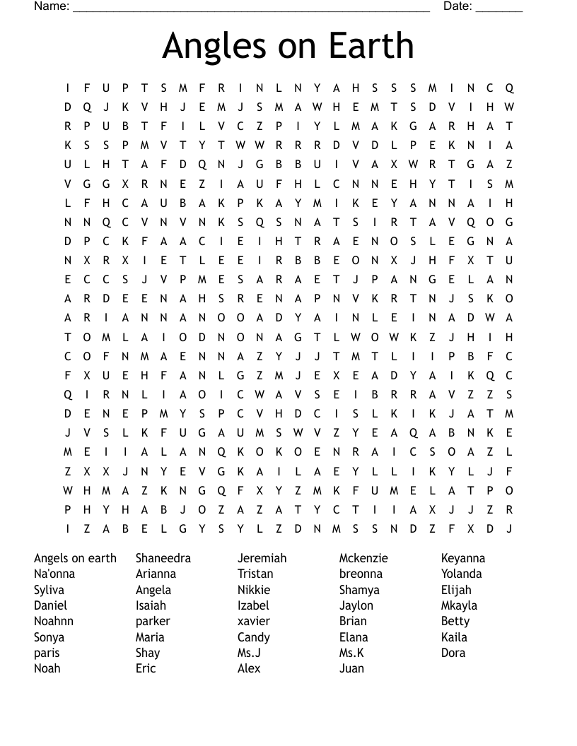 Angles on Earth  Word Search