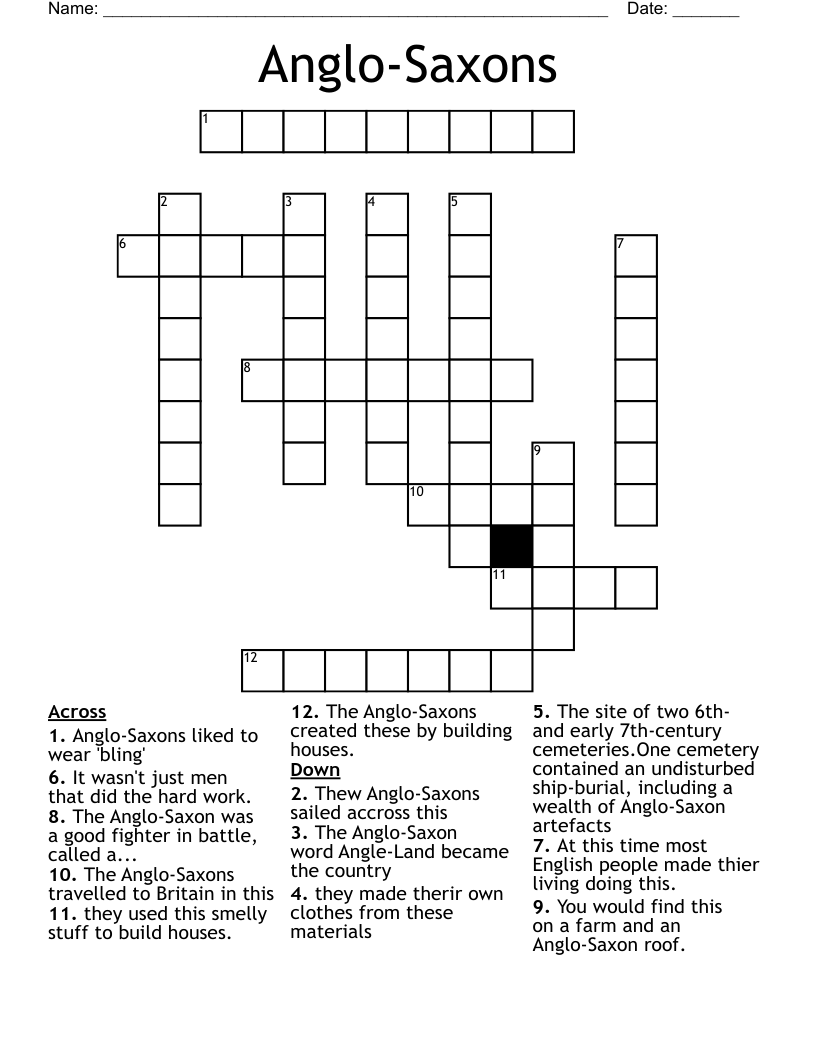 Anglo-Saxons Crossword