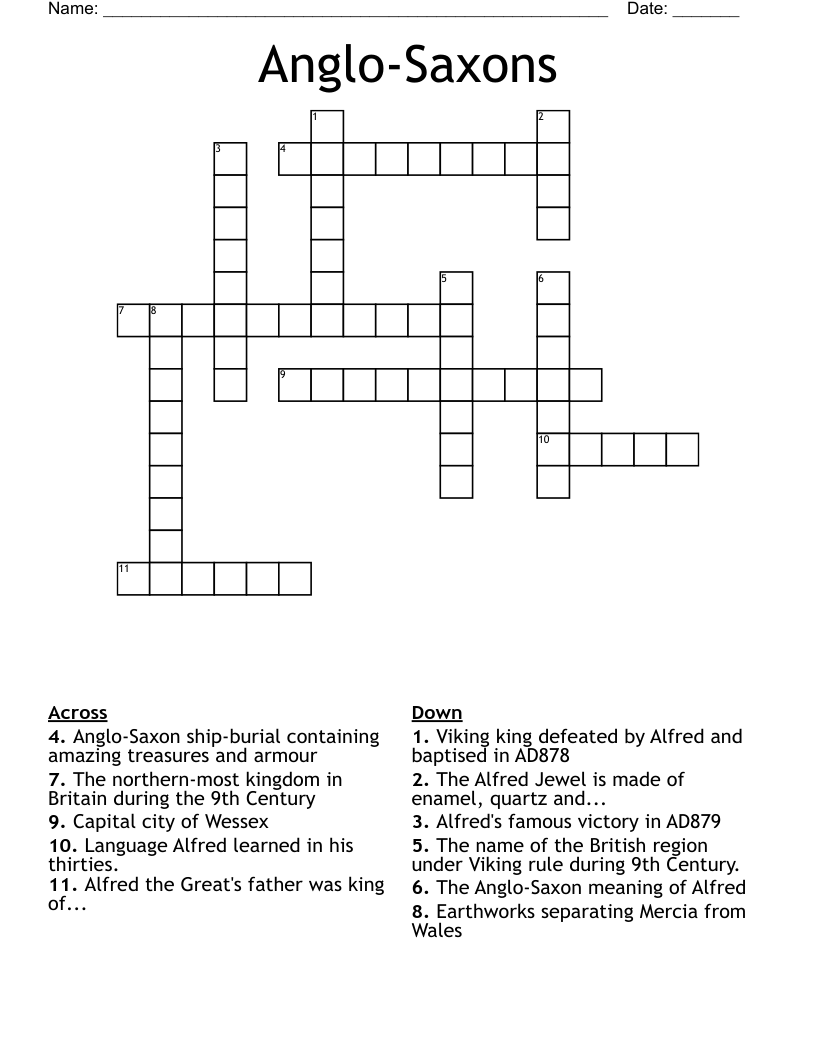 Anglo-Saxons Crossword