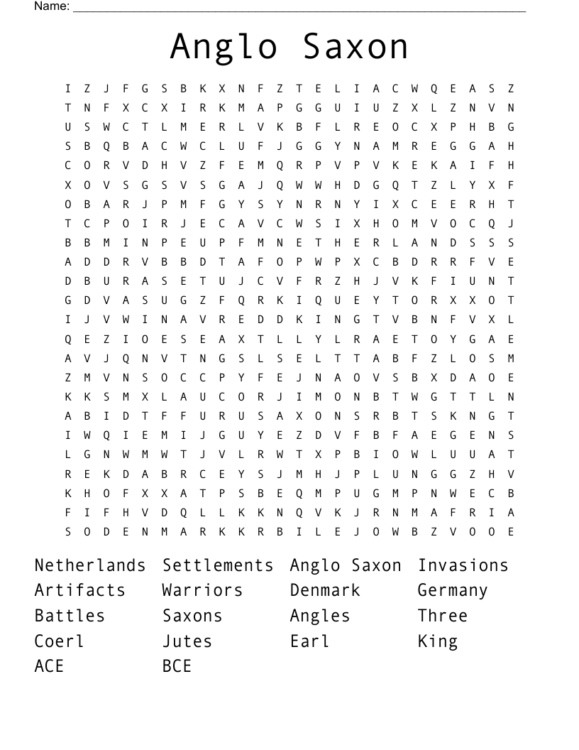 Anglo Saxon Word Search