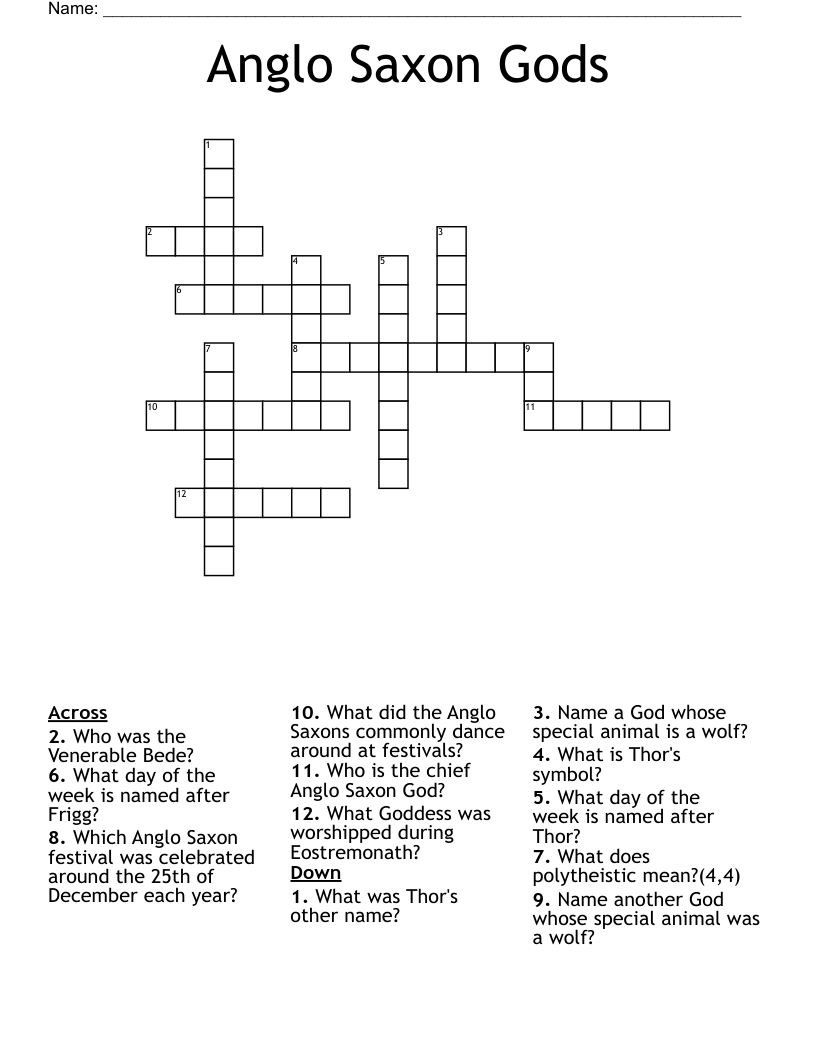 Anglo Saxon Gods Crossword