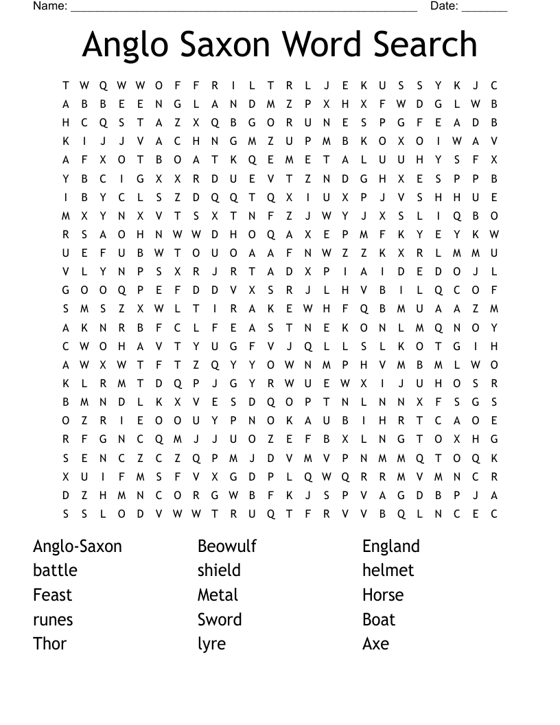 Anglo Saxon Word Search