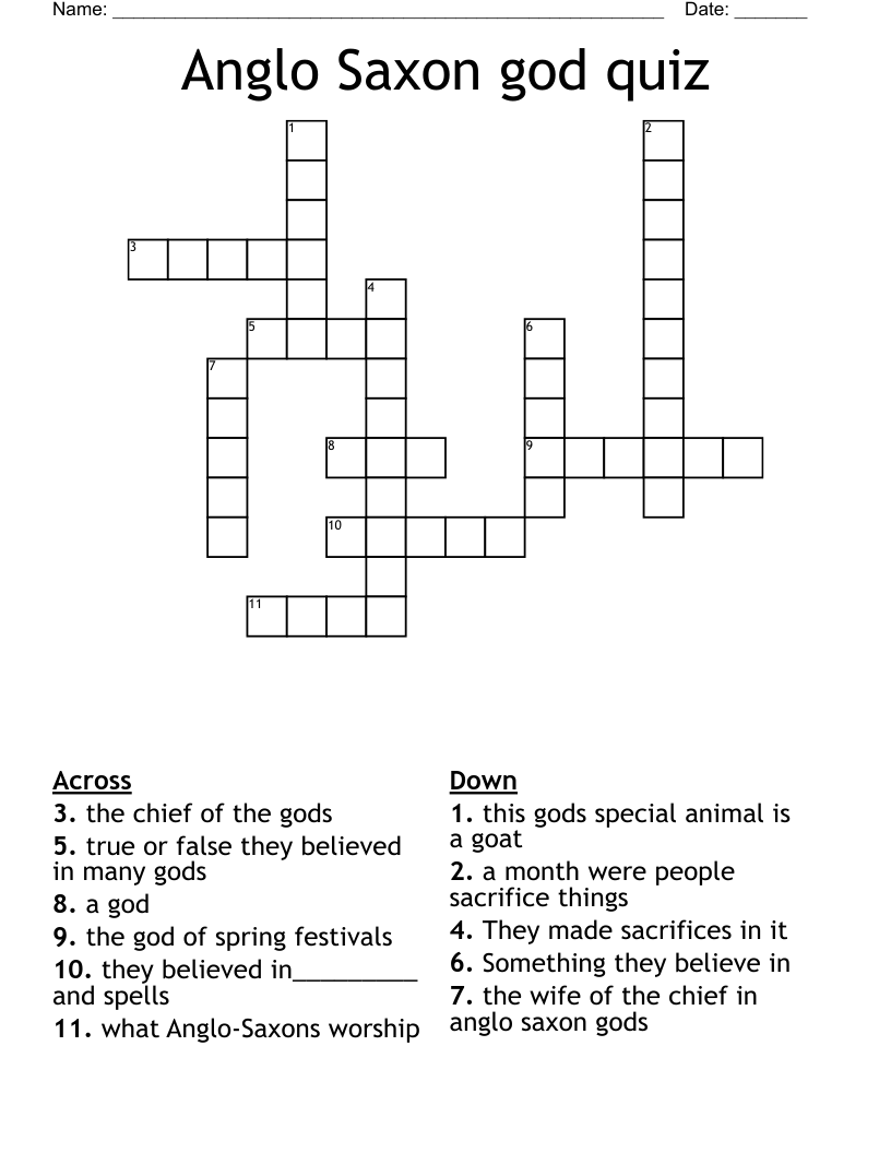 Anglo Saxon god quiz Crossword