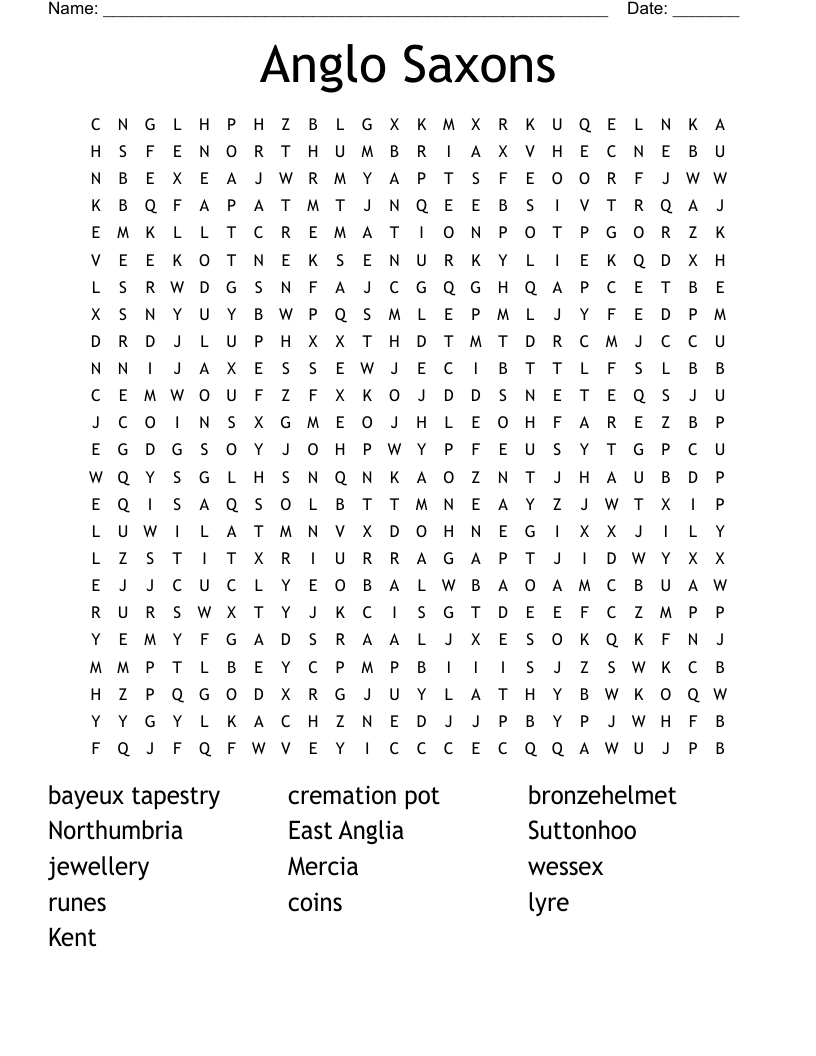 Anglo Saxons Word Search