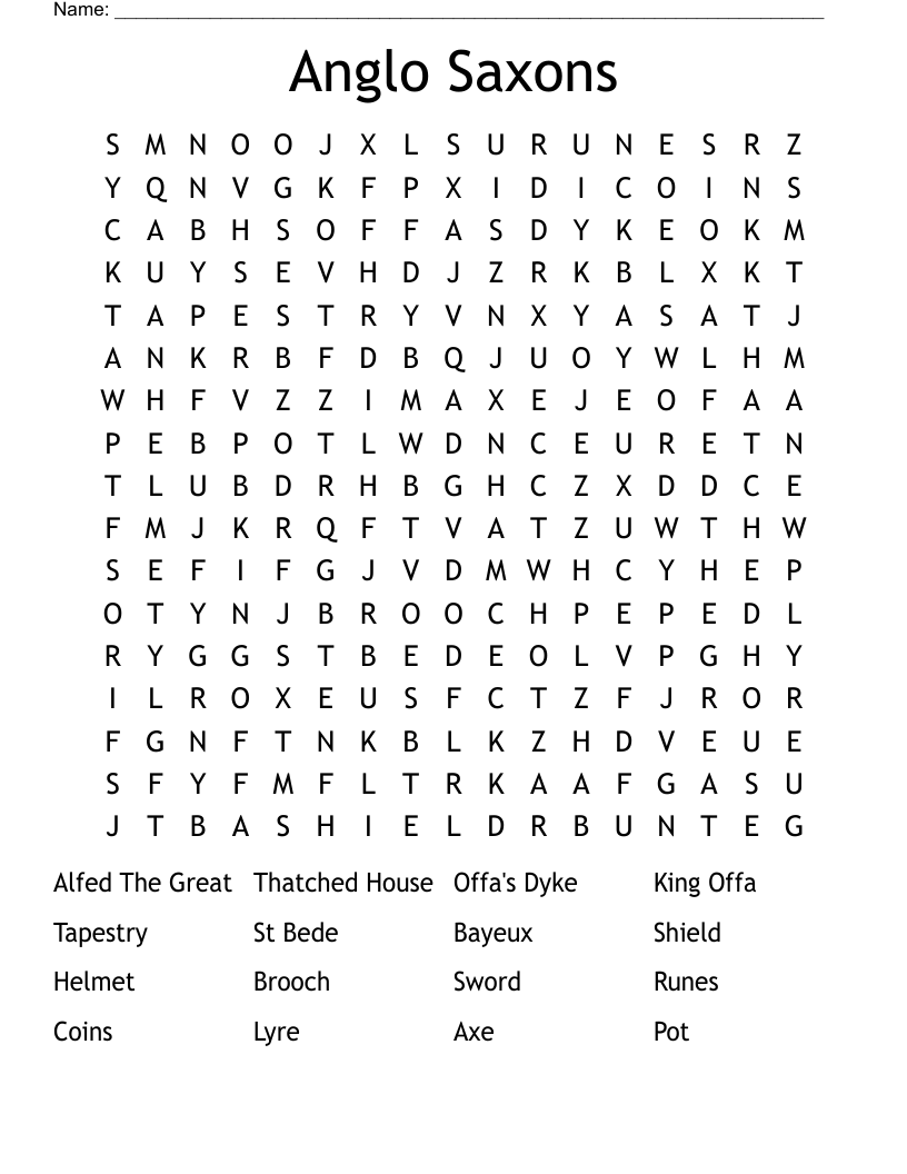 Anglo Saxons Word Search