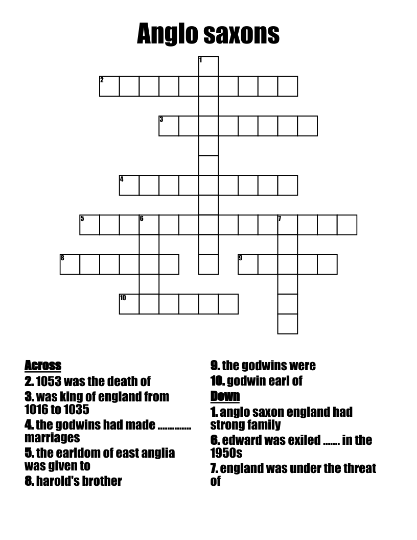 Anglo saxons Crossword