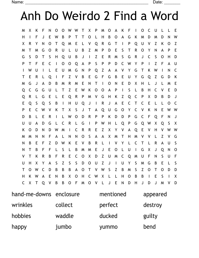 Anh Do Weirdo 2 Find a Word Word Search
