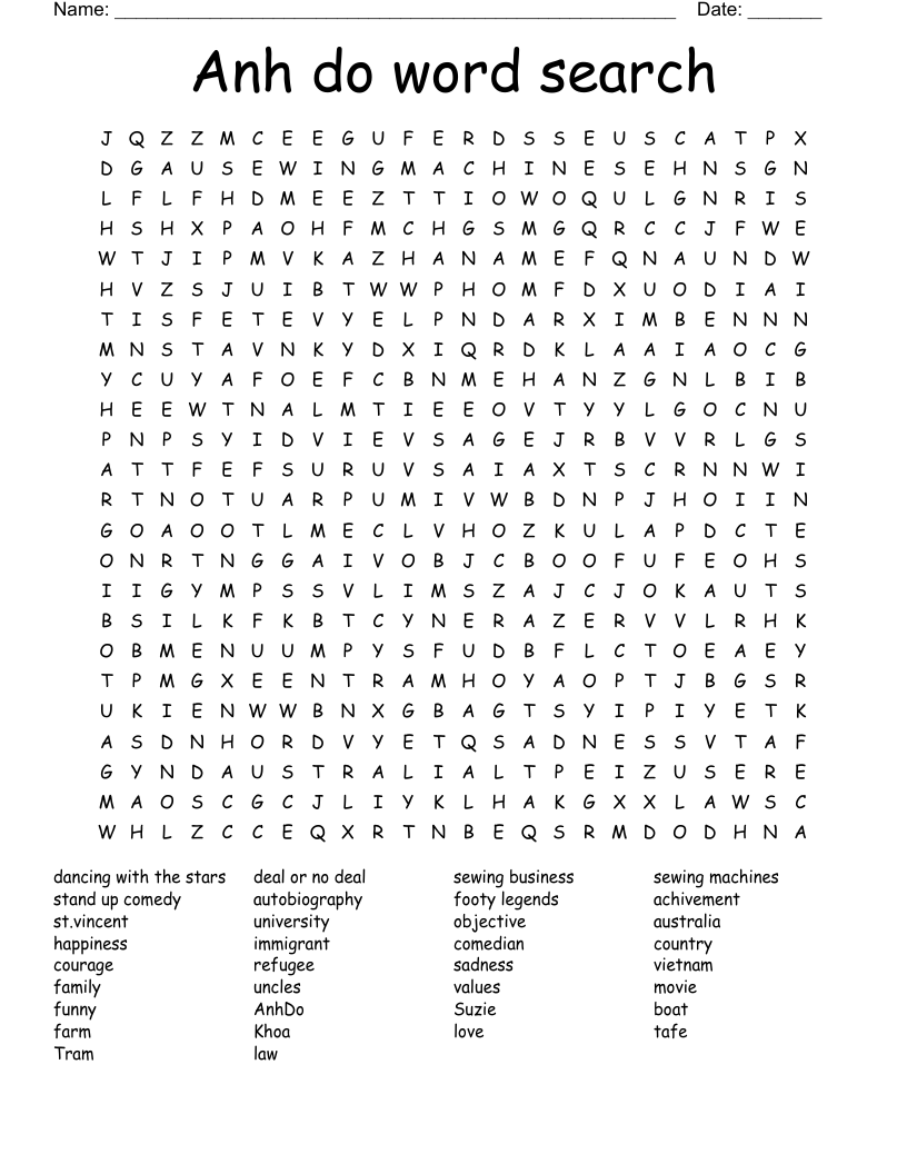 Anh do word search 