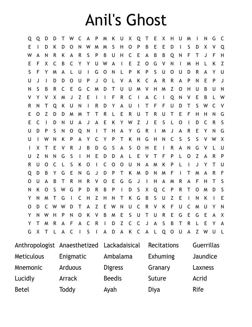 Anil's Ghost Word Search