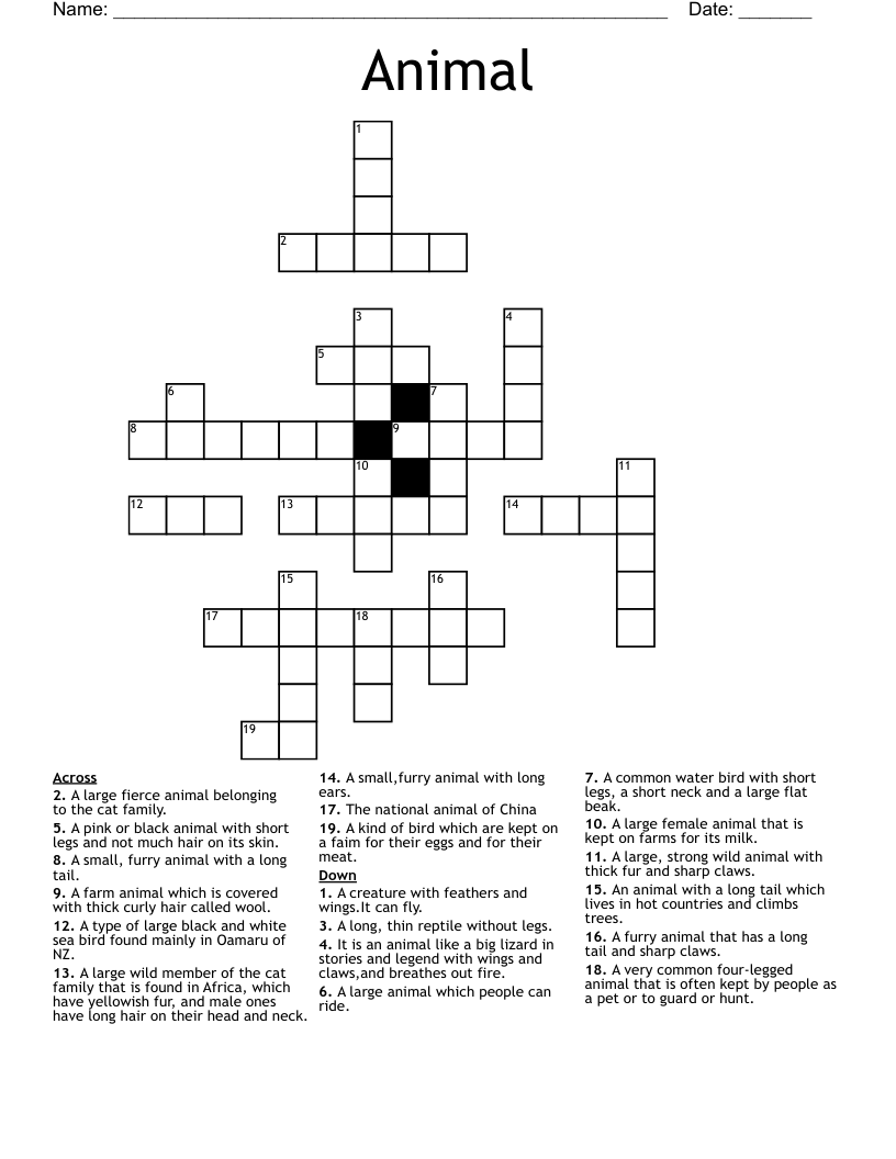 Animal Crossword