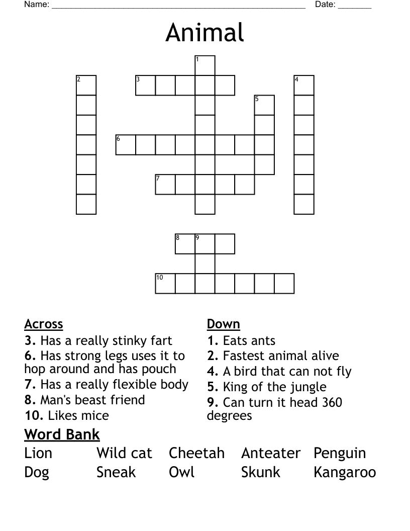 Animal Crossword