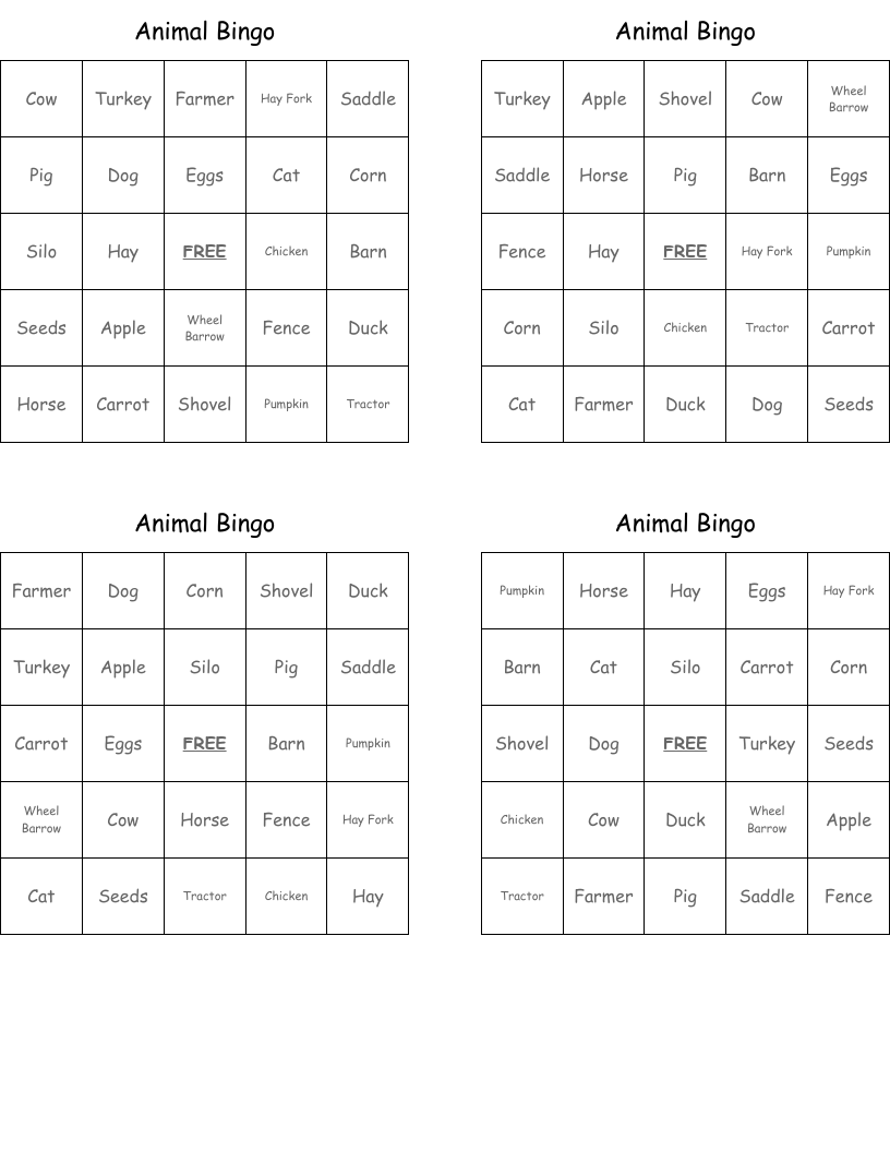 Animal Bingo