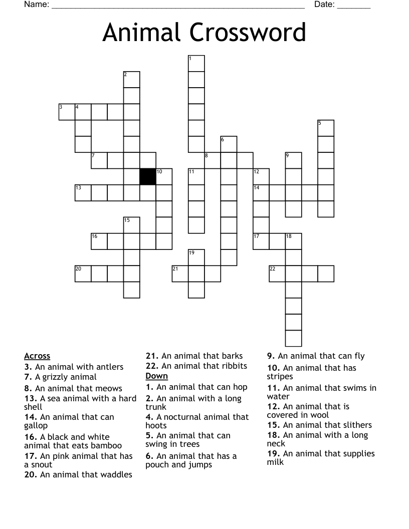 Animal Crossword