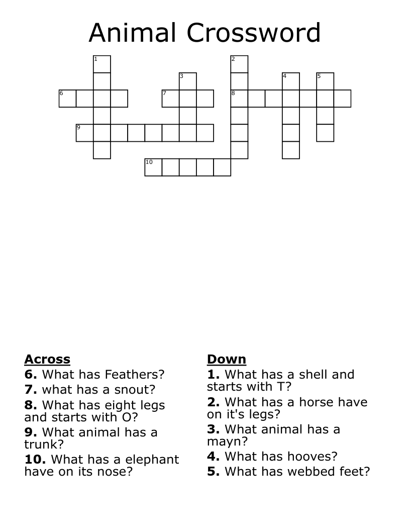 Animal Crossword