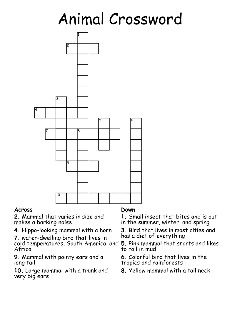 Animal Crossword