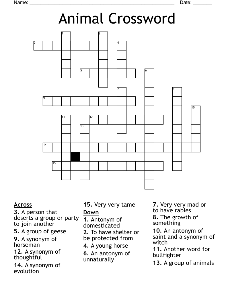 Animal Crossword