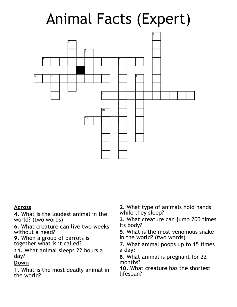 Animal Facts (Expert) Crossword