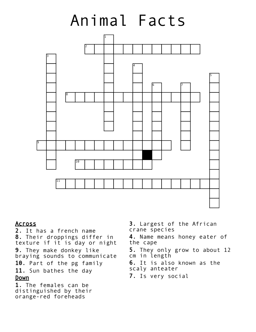 Animal Facts  Crossword