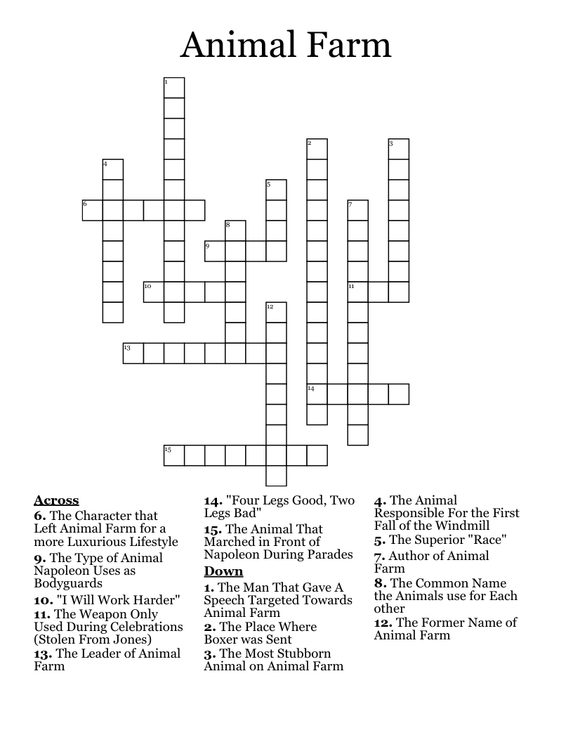 Animal Farm Crossword