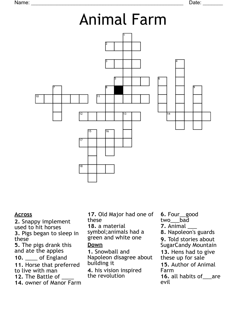 Animal Farm Crossword