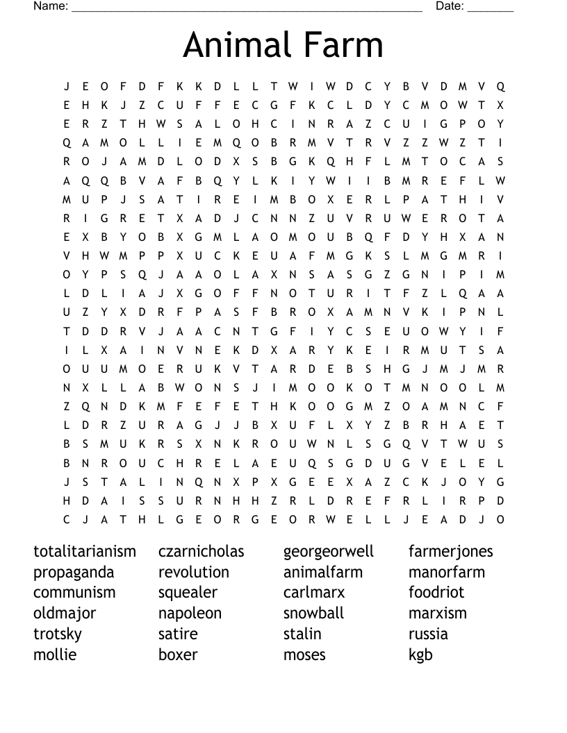 Animal Farm Word Search