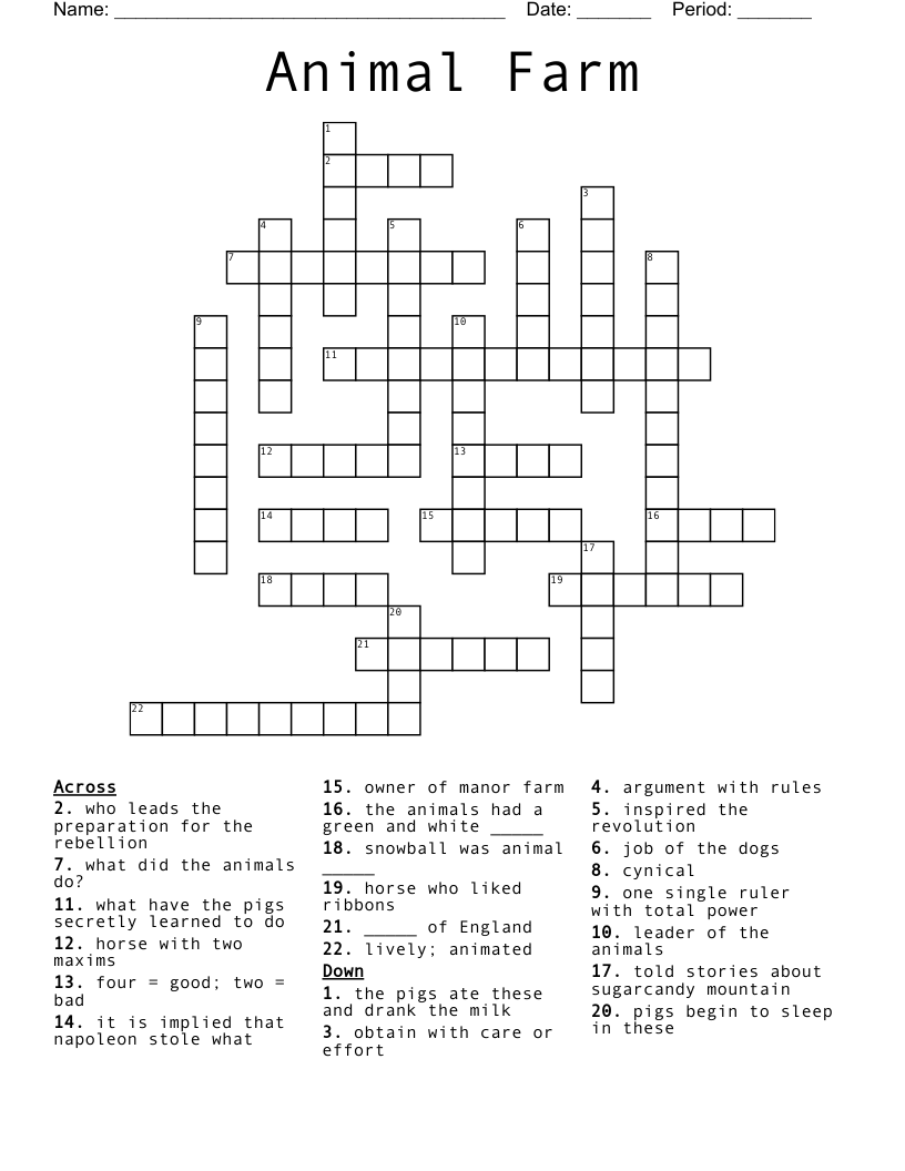 Animal Farm Crossword