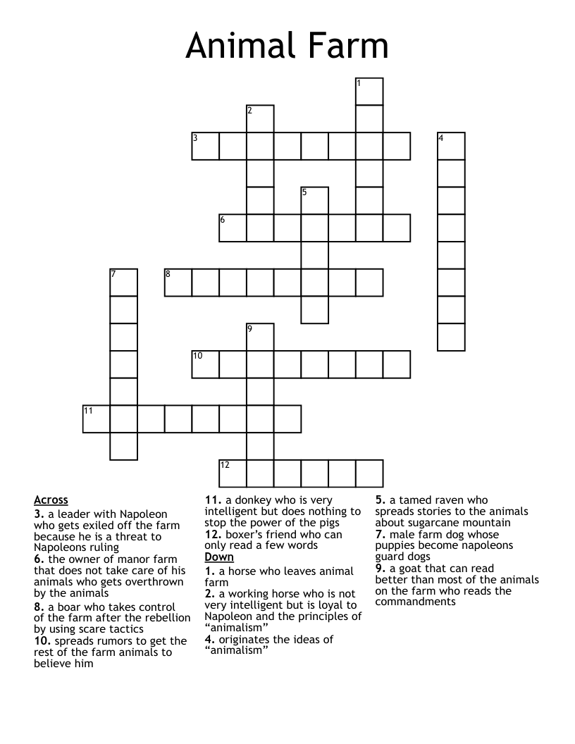 Animal Farm Crossword