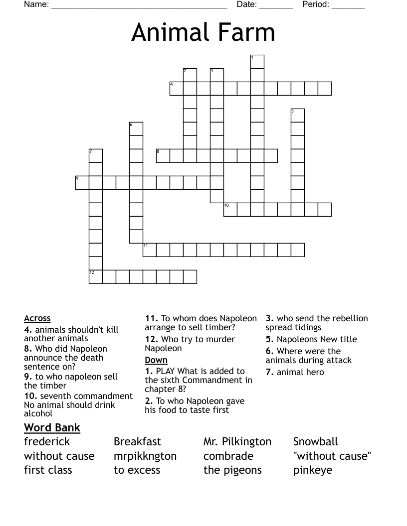 Animal Farm Crossword
