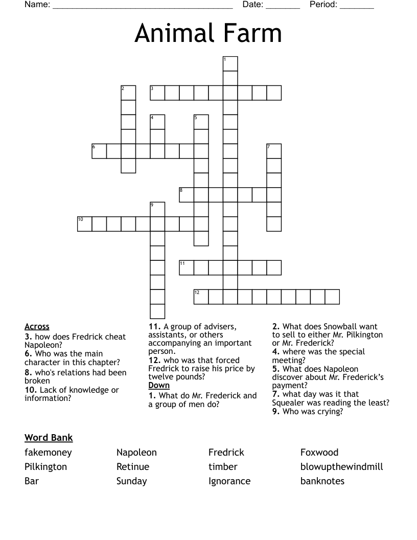Animal Farm Crossword