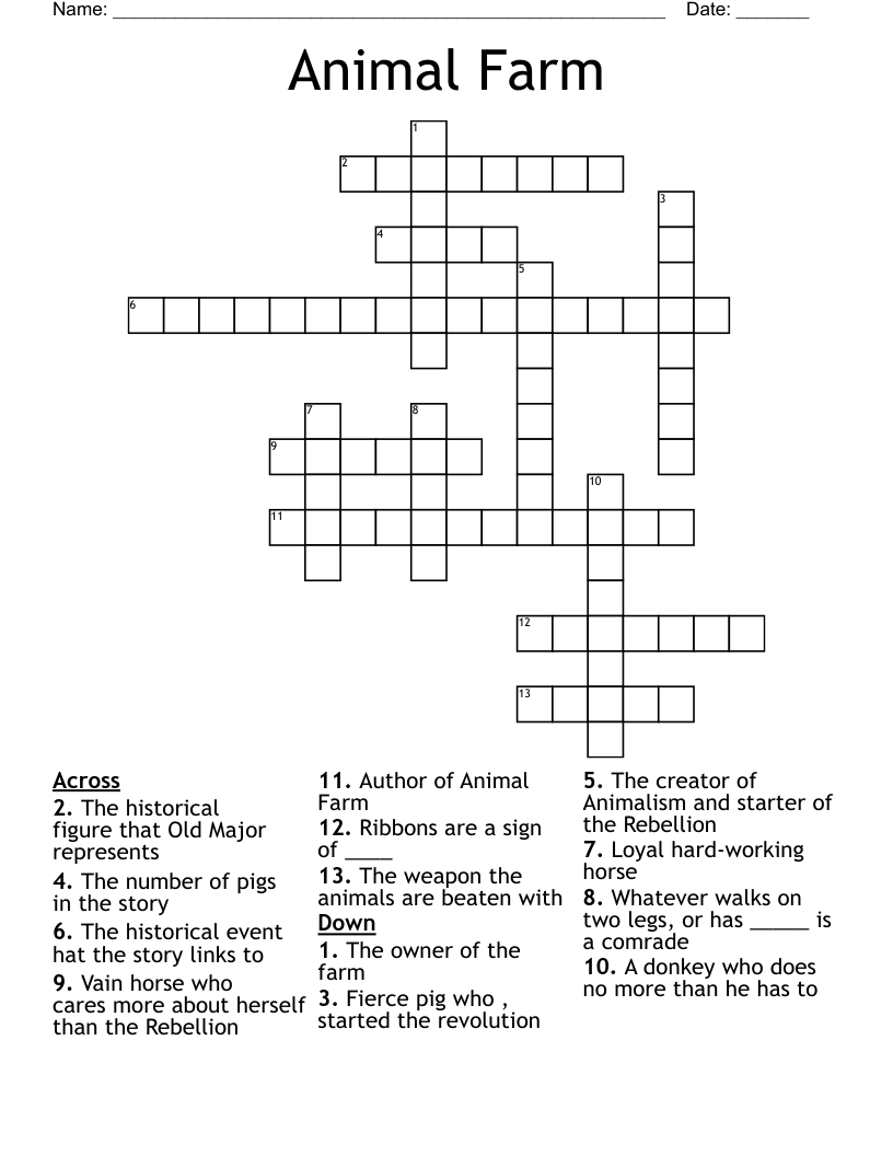 Animal Farm Crossword