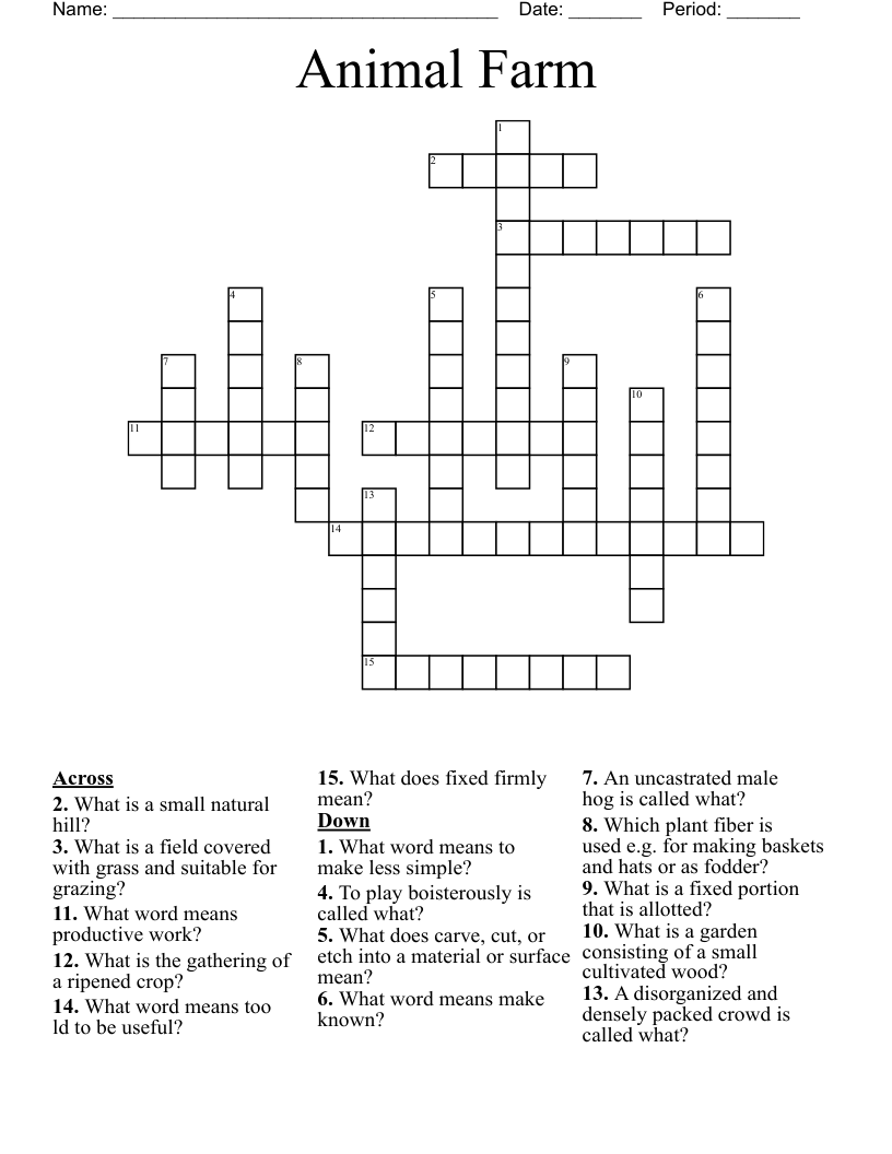Animal Farm Crossword