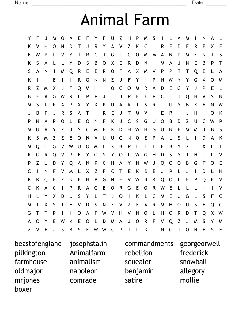 Animal Farm Word Search
