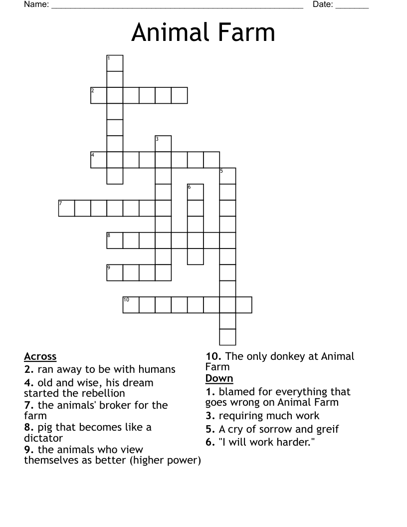 Animal Farm Crossword